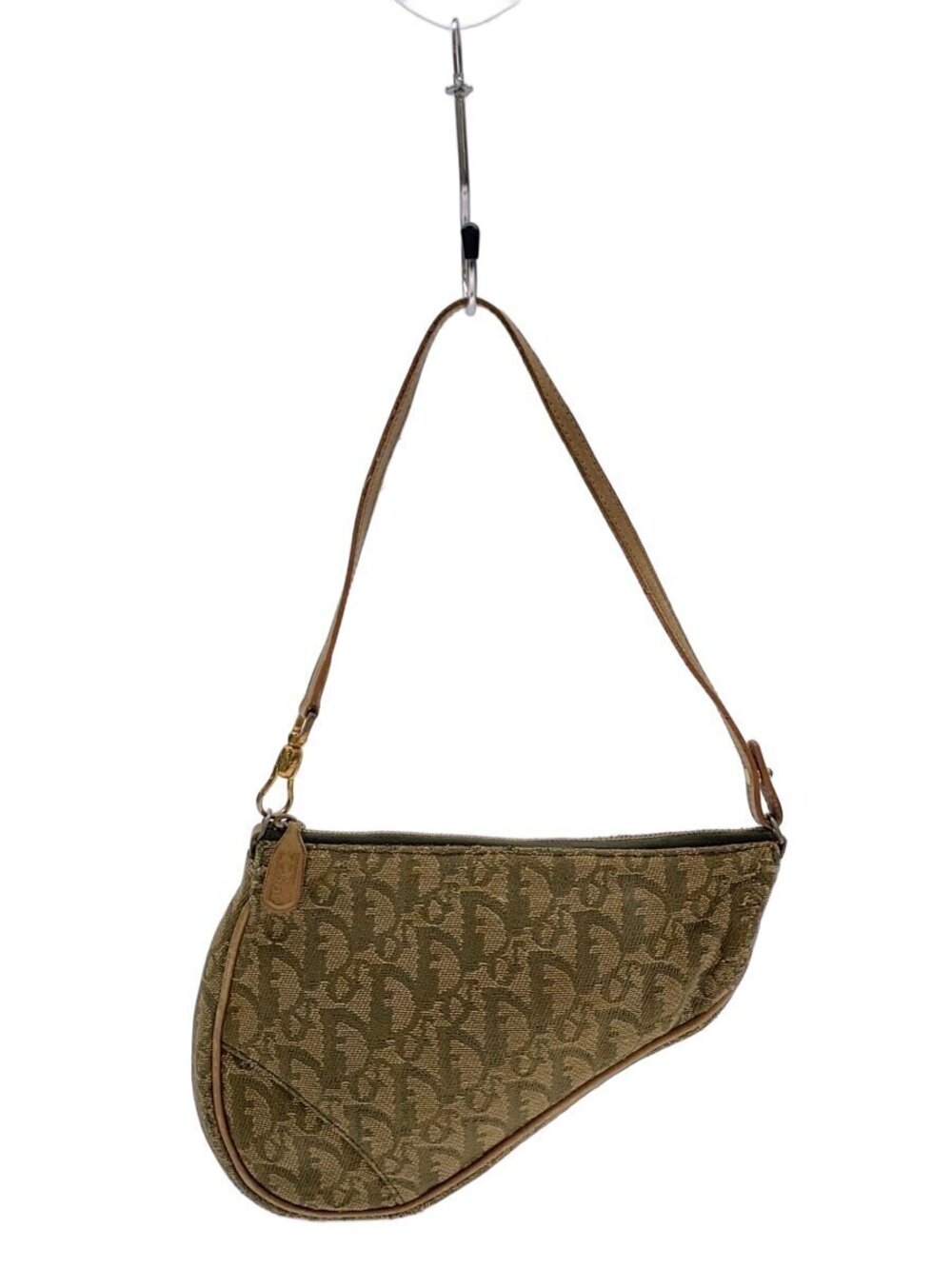 Christian Dior Trotter Hobo Bag Shoulder Canvas Beige Tan